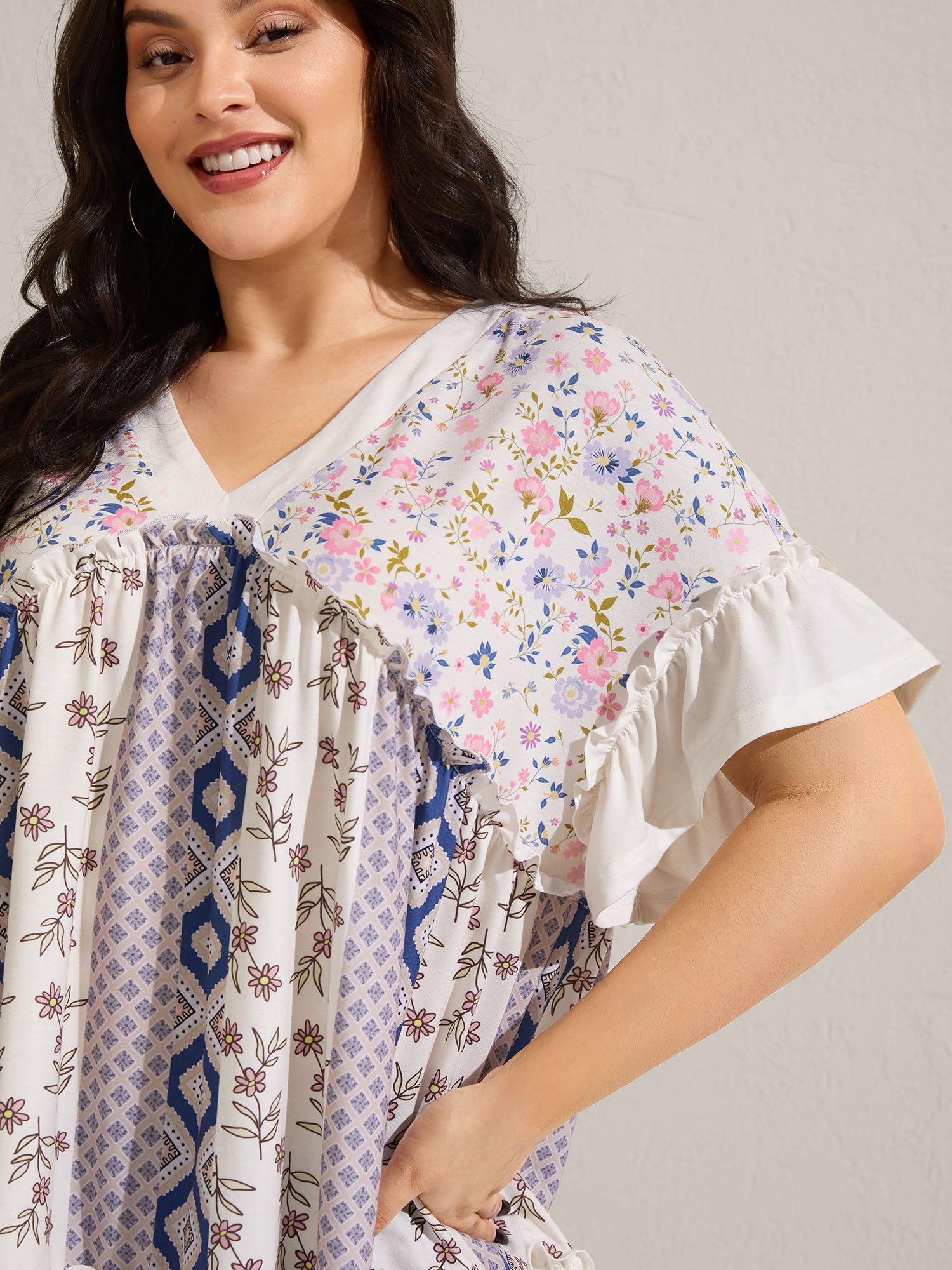 Floral Collage Print Knit Top