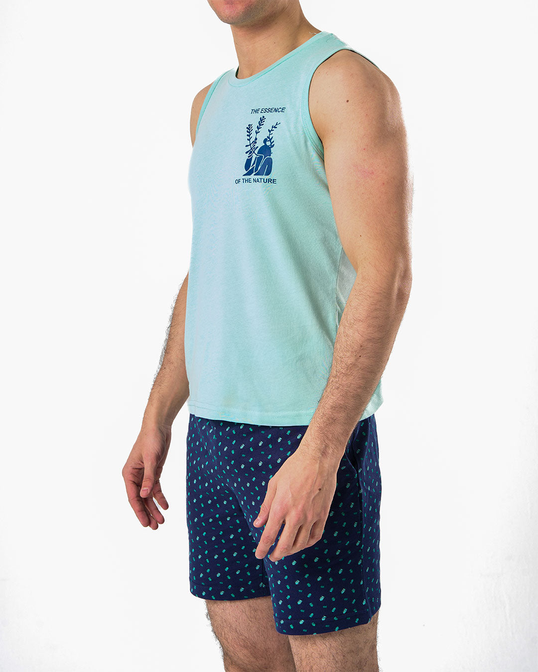 Half Sleeves Men Pajama Set With Shorts