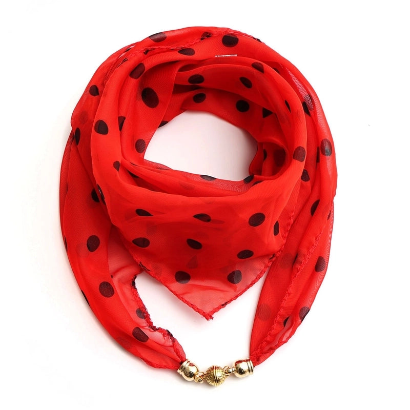 Women's Classic Style Splicing Polka Dots Flower Polyester Printing Silk Scarf