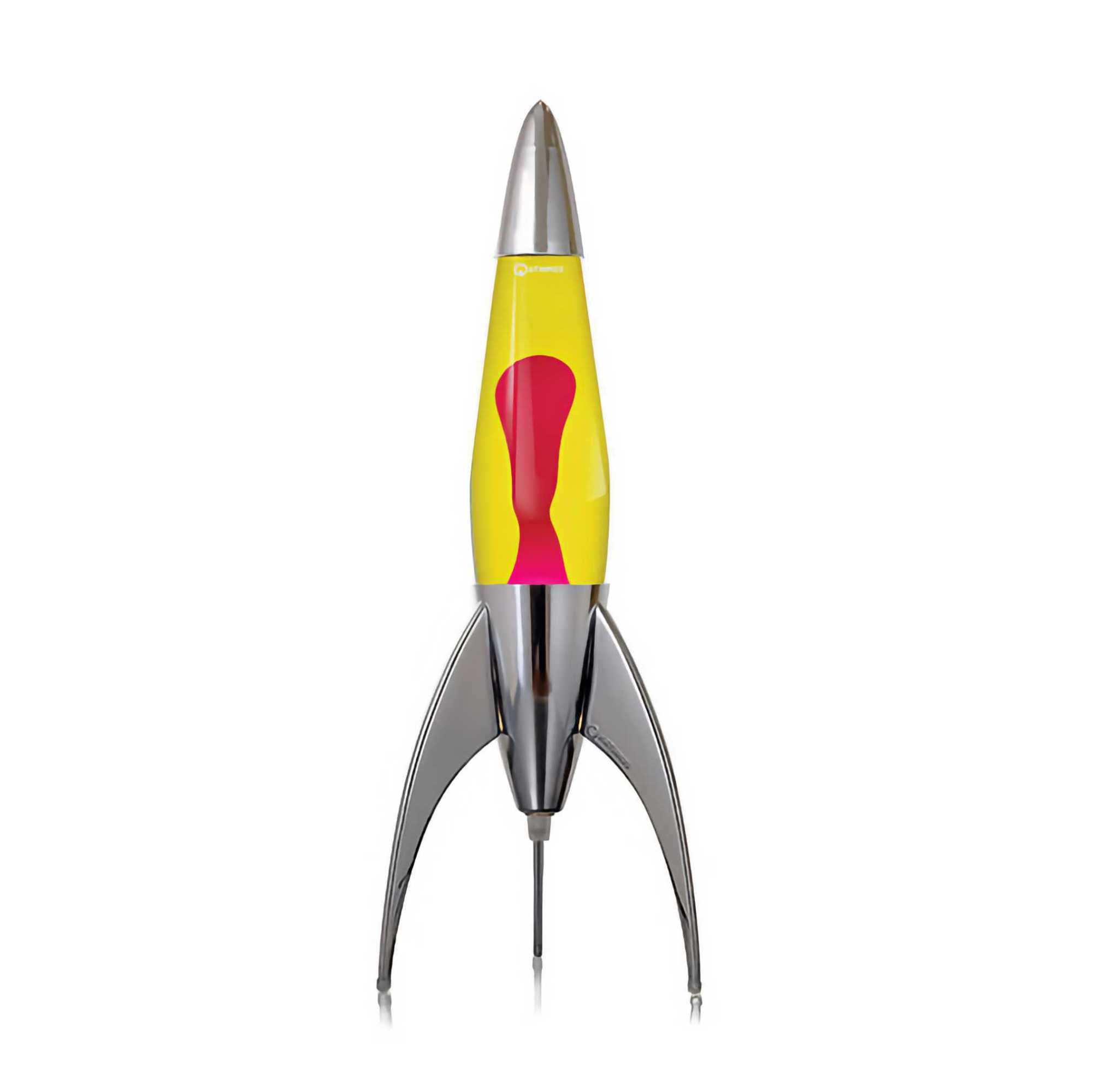 Silver rocket lava lamp. Yellow/Red