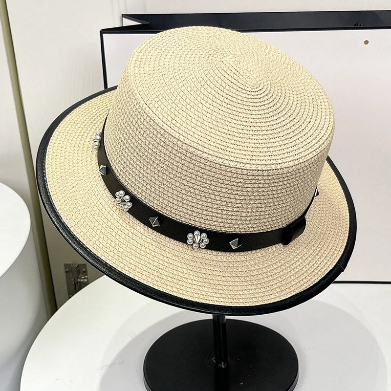 Women's Minimalist Flower Flat Eaves Straw Hat