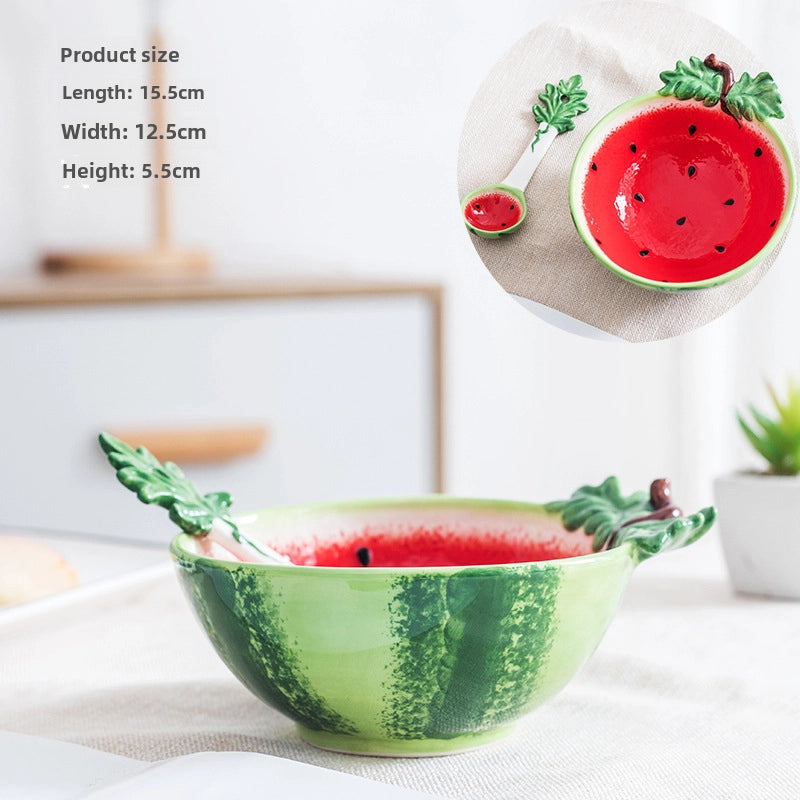 Creative Ceramic Bowl Fruit Bowl Vegetable Salad Bowl Children's Bowl Student Bowl Dessert Bowl Household Tableware