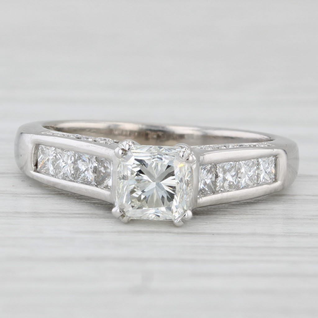 1.48ctw Princess Diamond Engagement Ring 14k White Gold Size 5.5 Cathedral