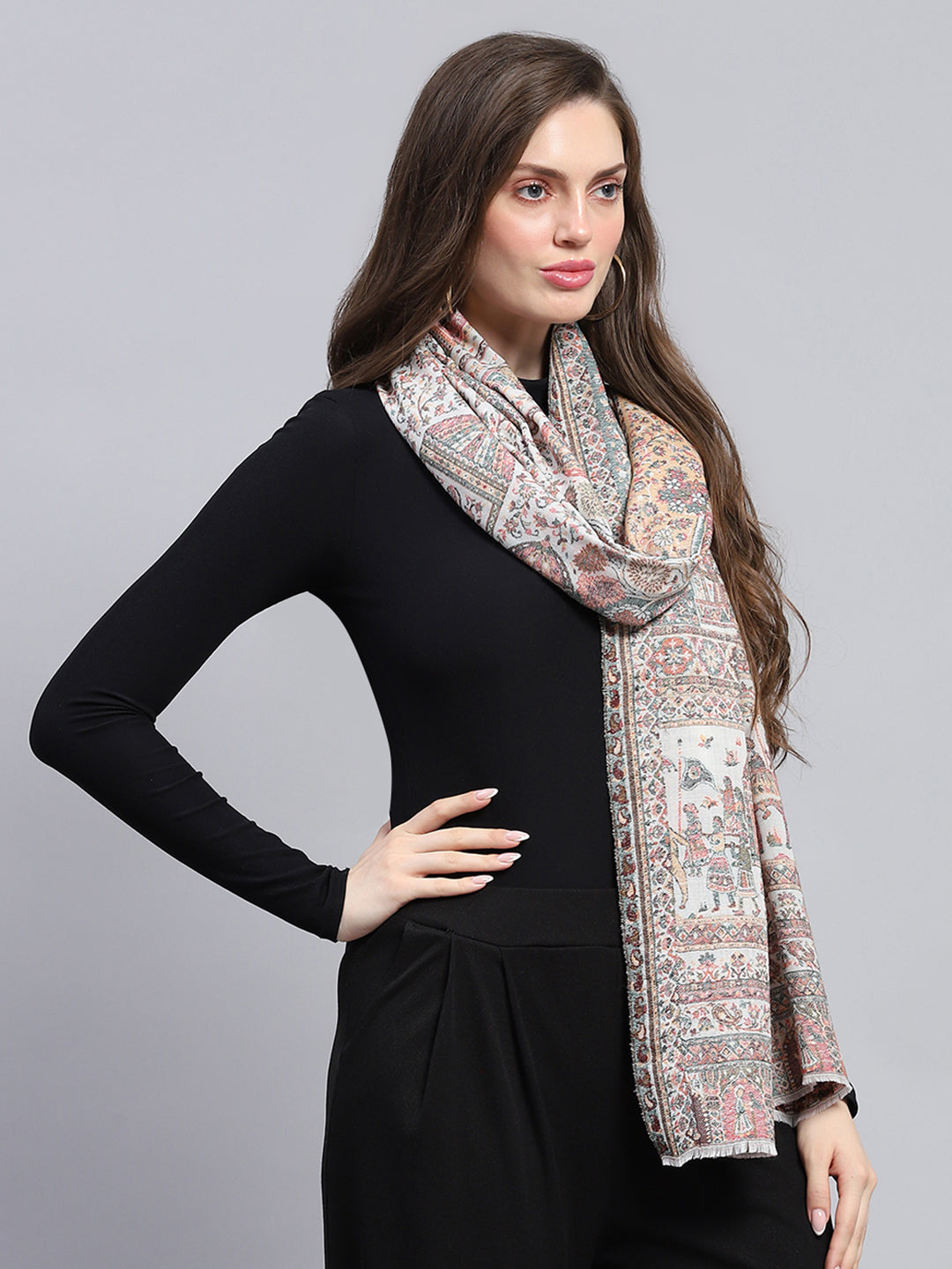 Women Multicolor Self Design Stole