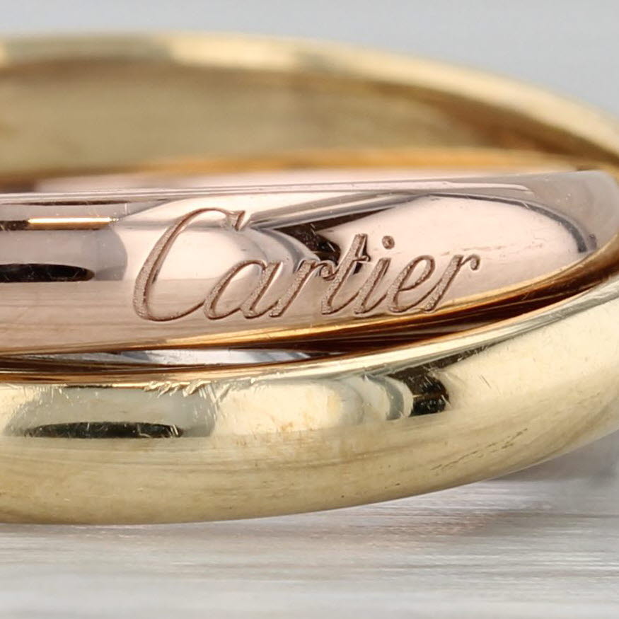 Cartier Trinity Classic 3-Band Puzzle Ring 18k Yellow Rose White Gold Box COA