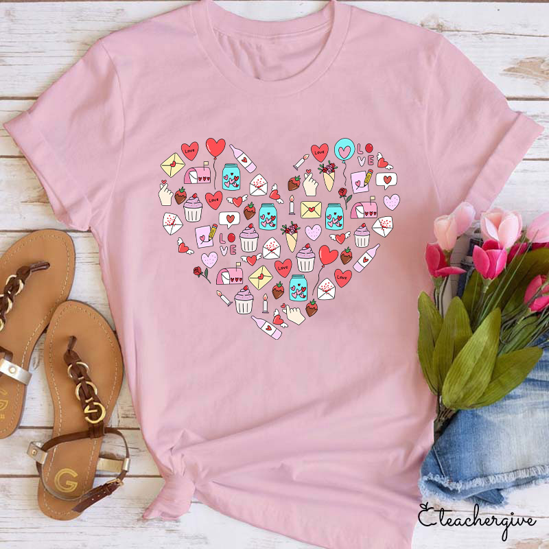 Valentine Heart Teacher T-Shirt