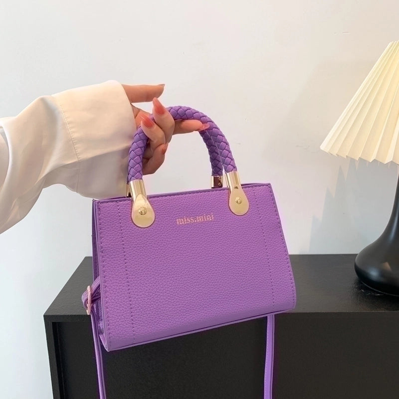 Women's Pu Leather Solid Color Elegant Square Zipper Handbag
