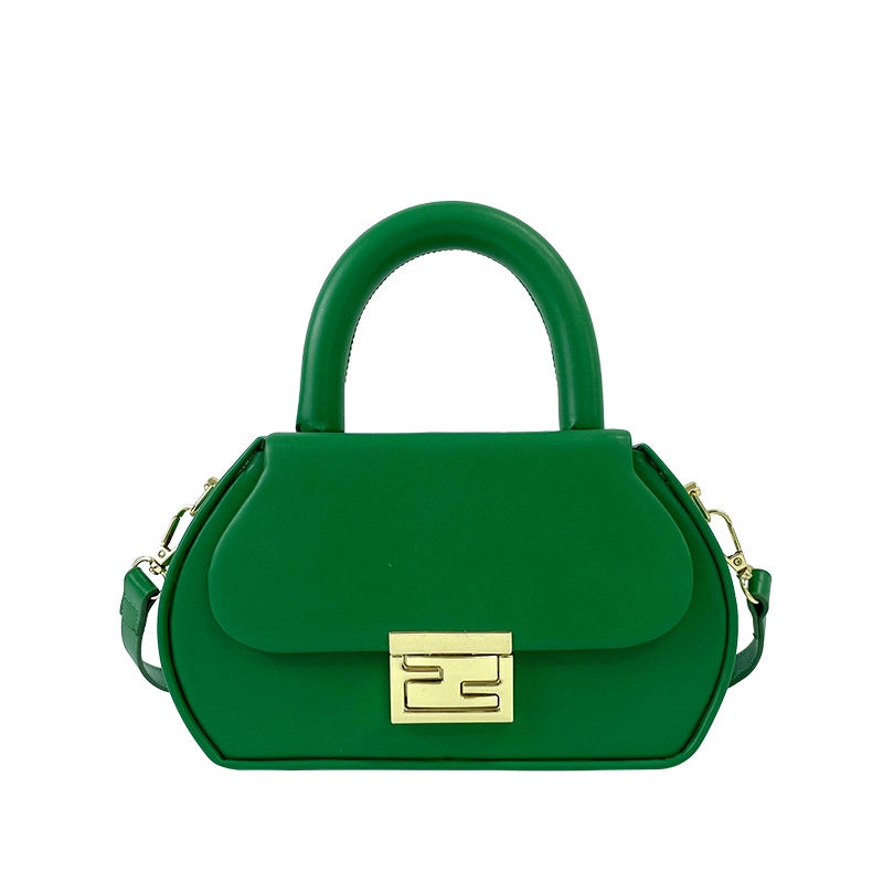 Women's Medium All Seasons Pu Leather Solid Color Classic Style Square Lock Clasp Handbag