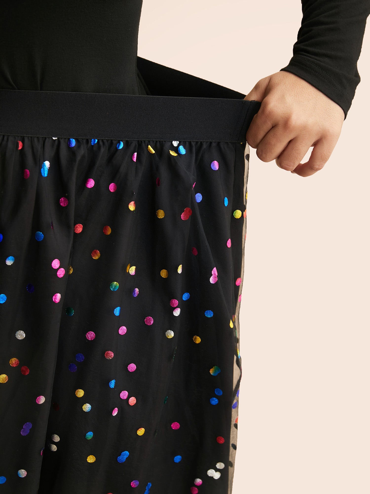 Sequin Polka Dot Tiered Mesh Skirt