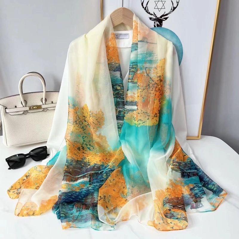 Spring And Summer New Yourou Silk Scarf Large Size Printed Beach Towel Dot Travel Vacation Sunscreen Scarf Women's Spot