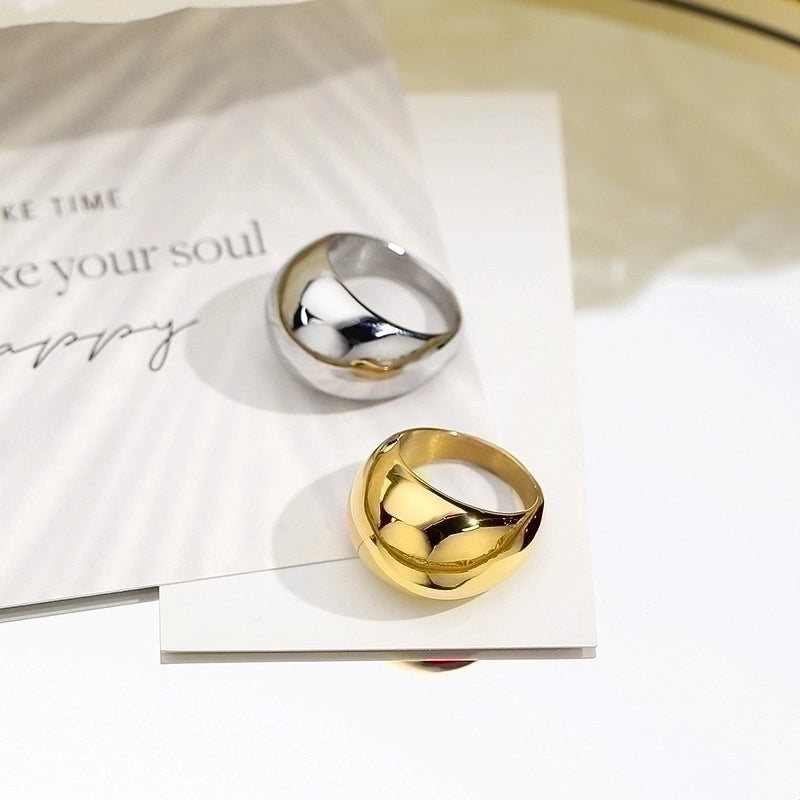 Minimalist Geometric Titanium Steel 18K Gold Plated Plating Rings