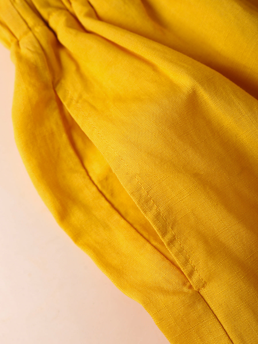 Women Summer Casual Pure Color Linen Wide-leg Pants