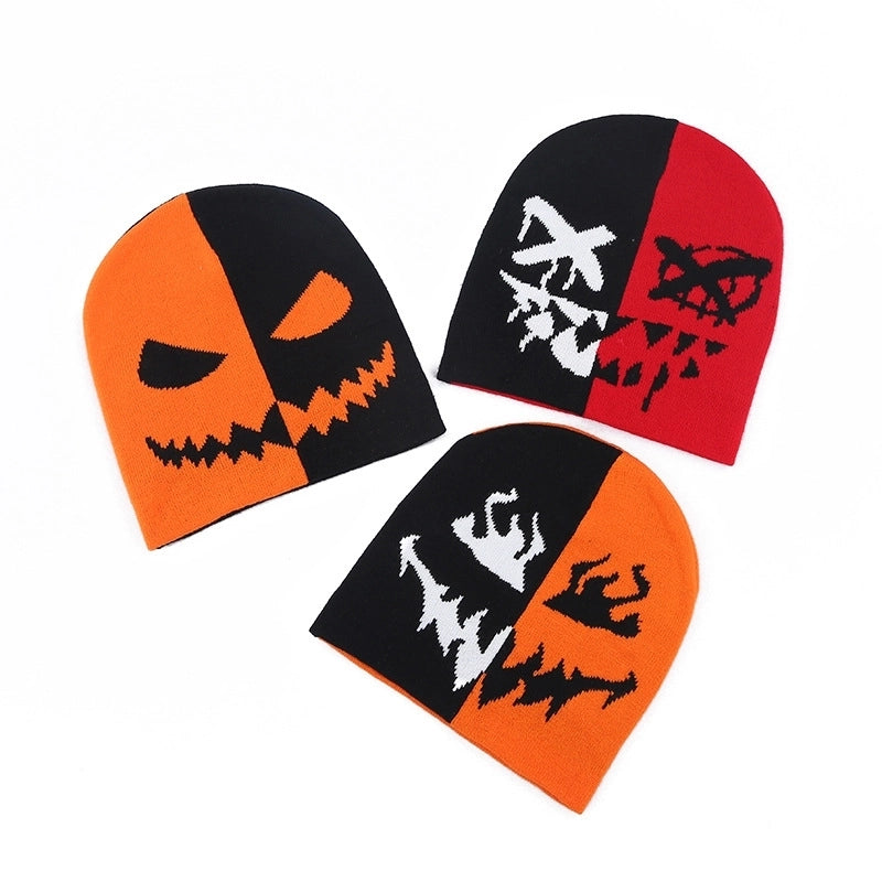 Unisex Retro Funny Halloween Pattern Ghost Wool Cap