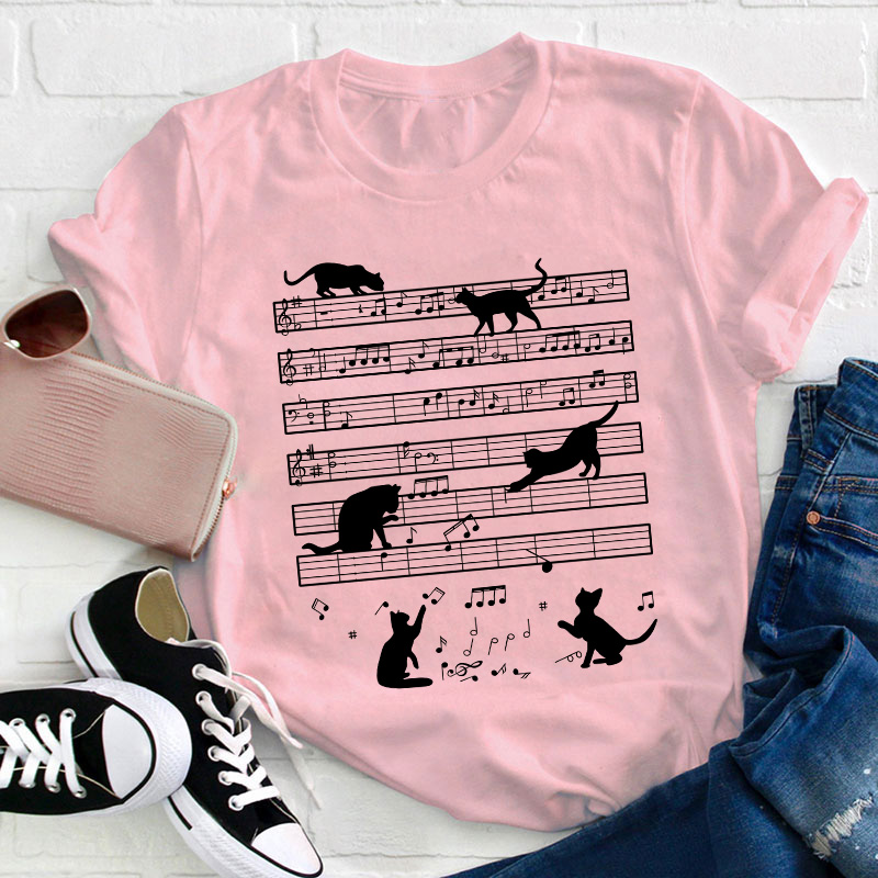 Music Note Cat Teacher T-Shirt