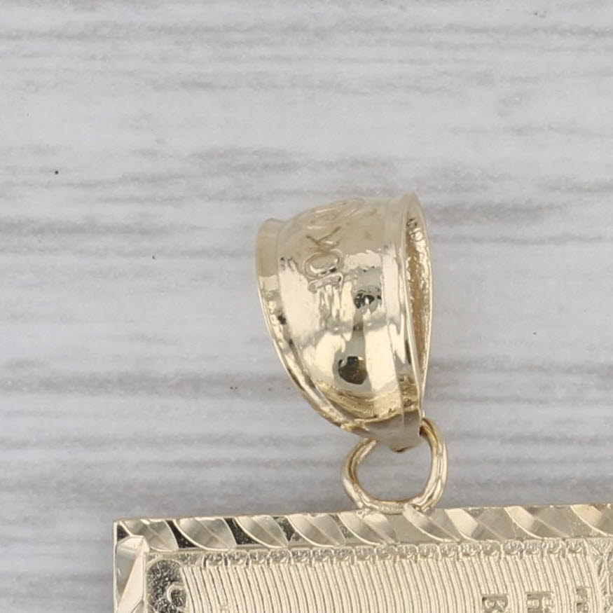 100 Dollar Bill Pendant 10k Yellow Gold Detailed Copy Benjamin Franklin