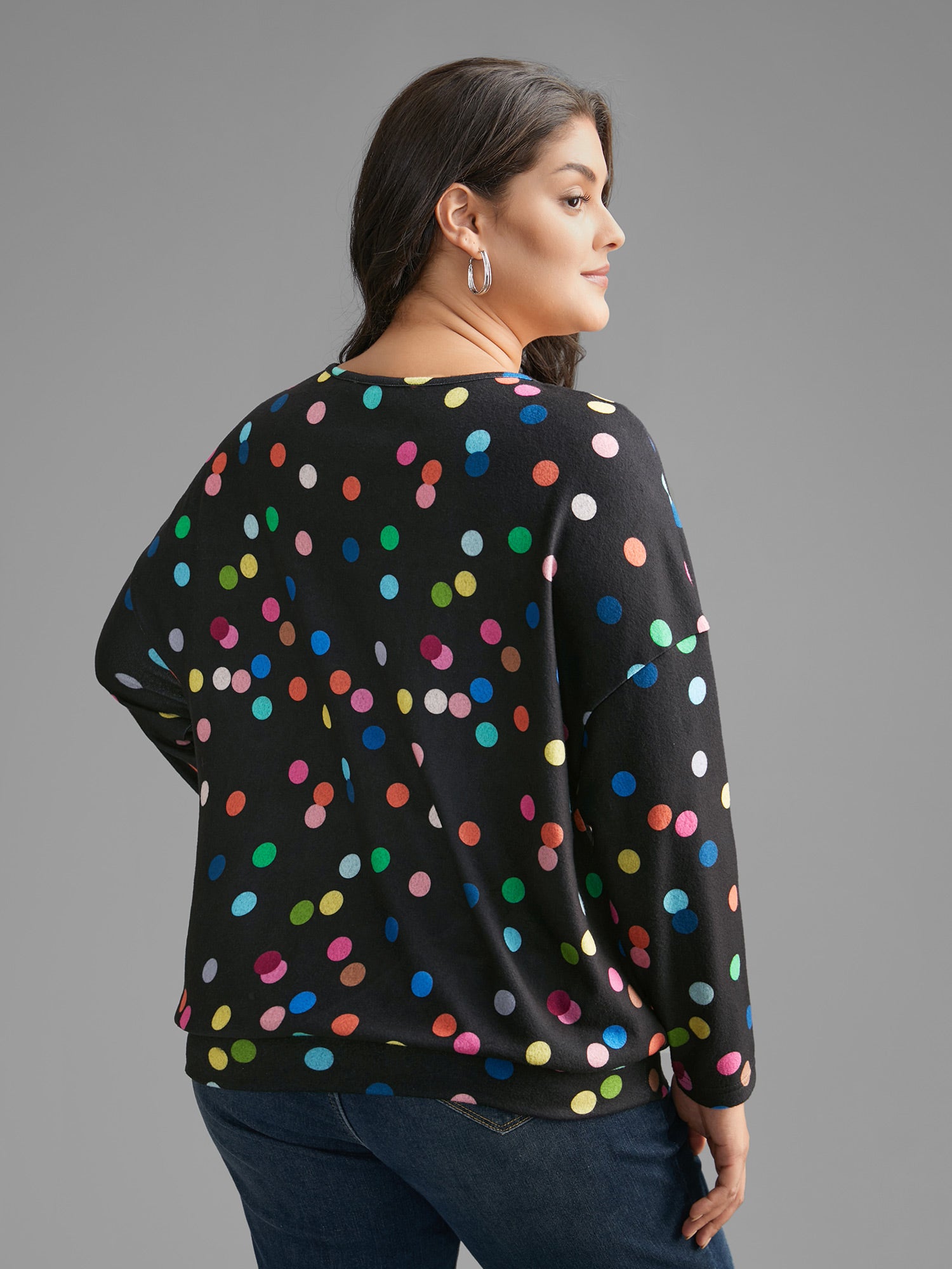 Color Polka Dot Drop Shoulder T-shirt