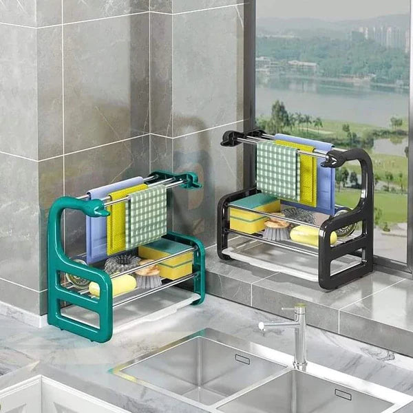 2 Tier retractable kitchen/bathroom storage rack