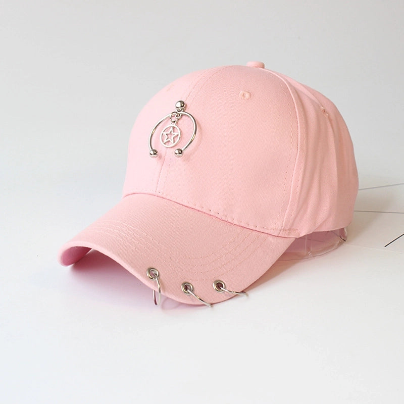 Hat Women's Korean Style Personality Chain Iron Ring Cap Student Children's Baseball Cap Spring And Summer Parent-Child Sunshade