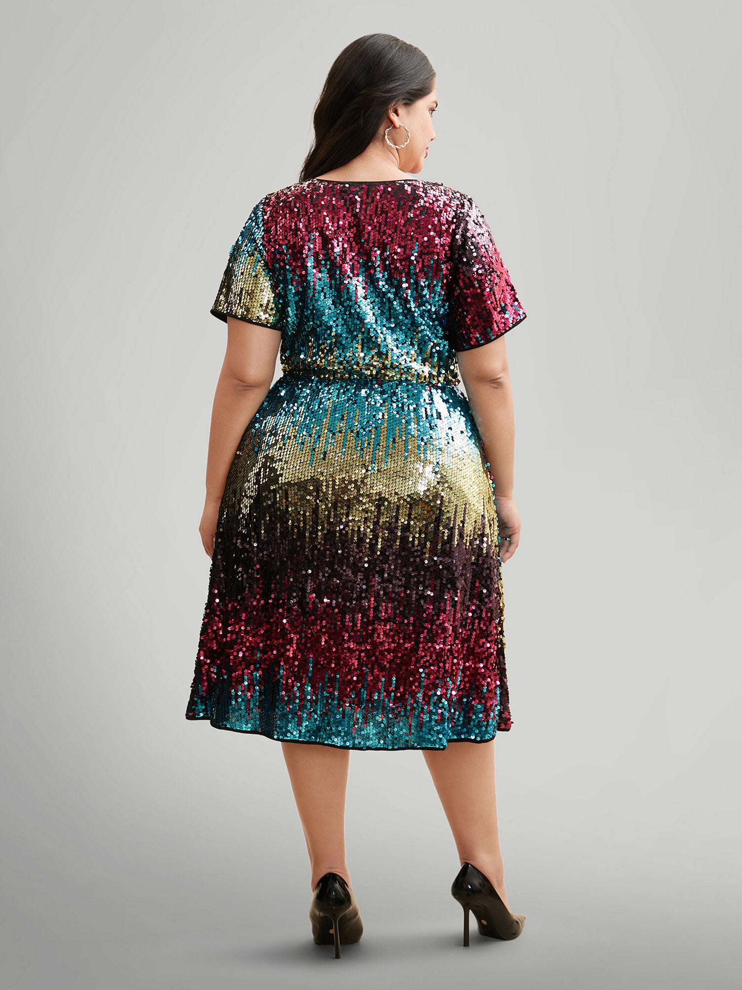 Round Neck Ombre Sequin Dress