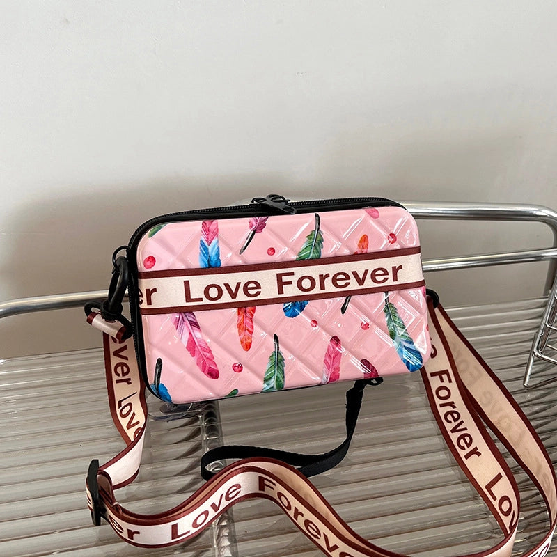 Women's Medium PVC Letter Polka Dots Butterfly Streetwear Square Zipper Square Bag