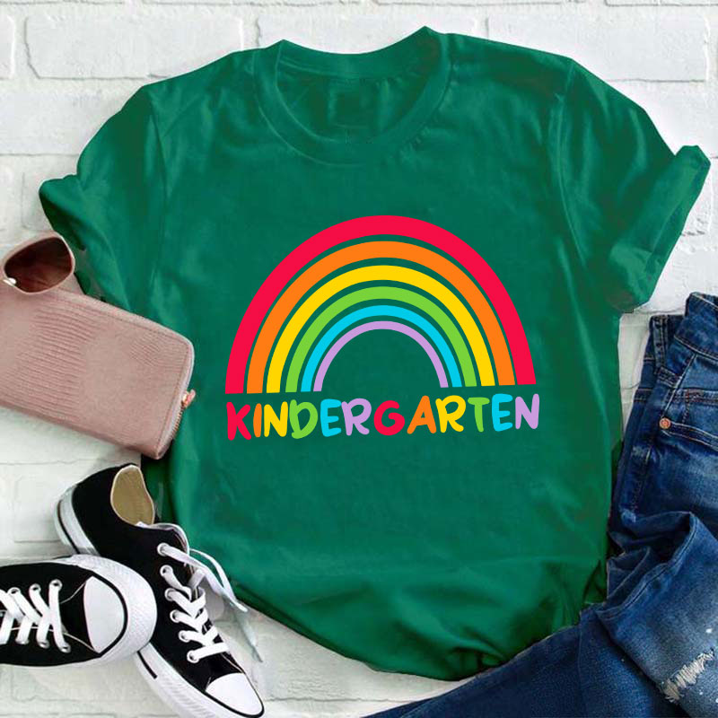 Personalized Grade Rainbow Teacher T-Shirt