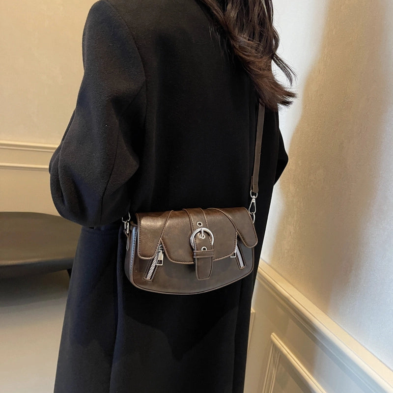 Women's Medium Pu Leather Solid Color Vacation Classic Style Square Magnetic Buckle Shoulder Bag