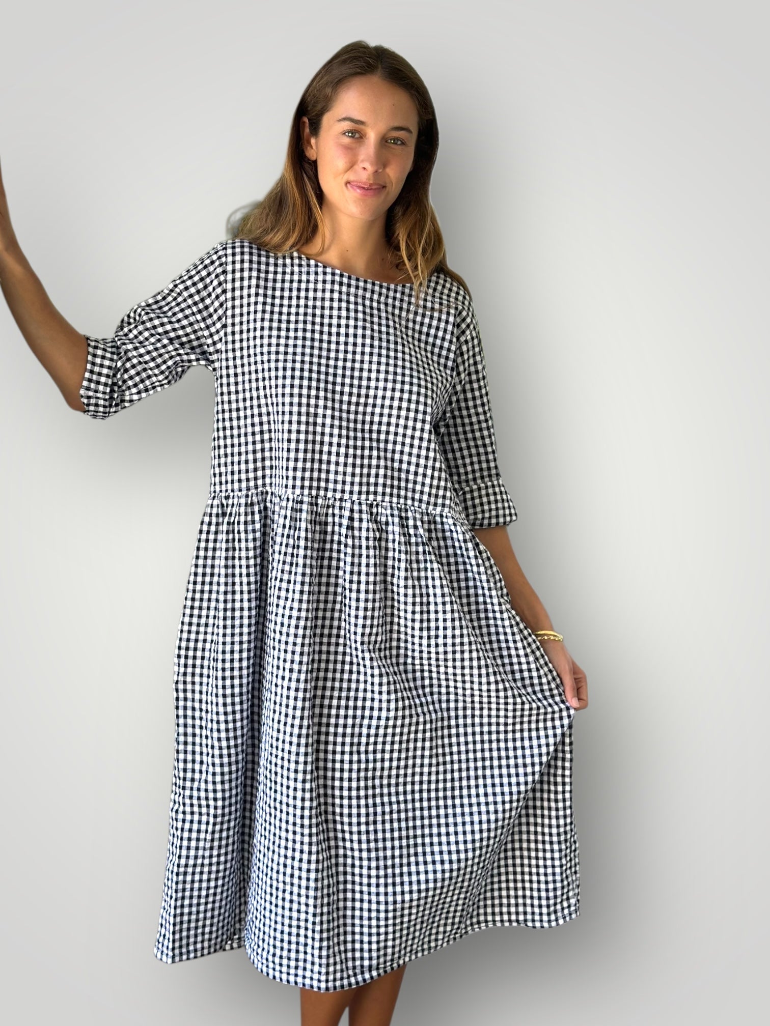 april dress - black  gingham
