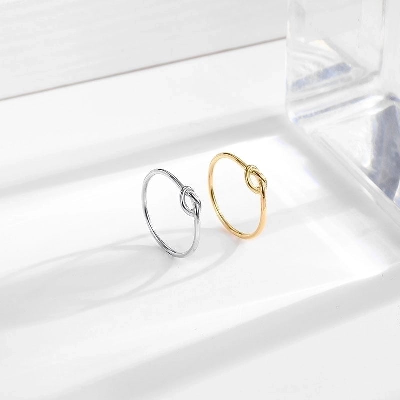 Titanium Steel 18K Gold Plated Minimalist Plating Solid Color Knot Titanium Steel Rings