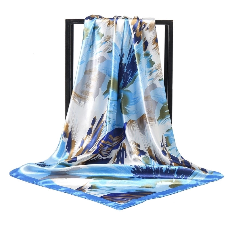 Women's Elegant Flower Satin Printing Silk Scarves