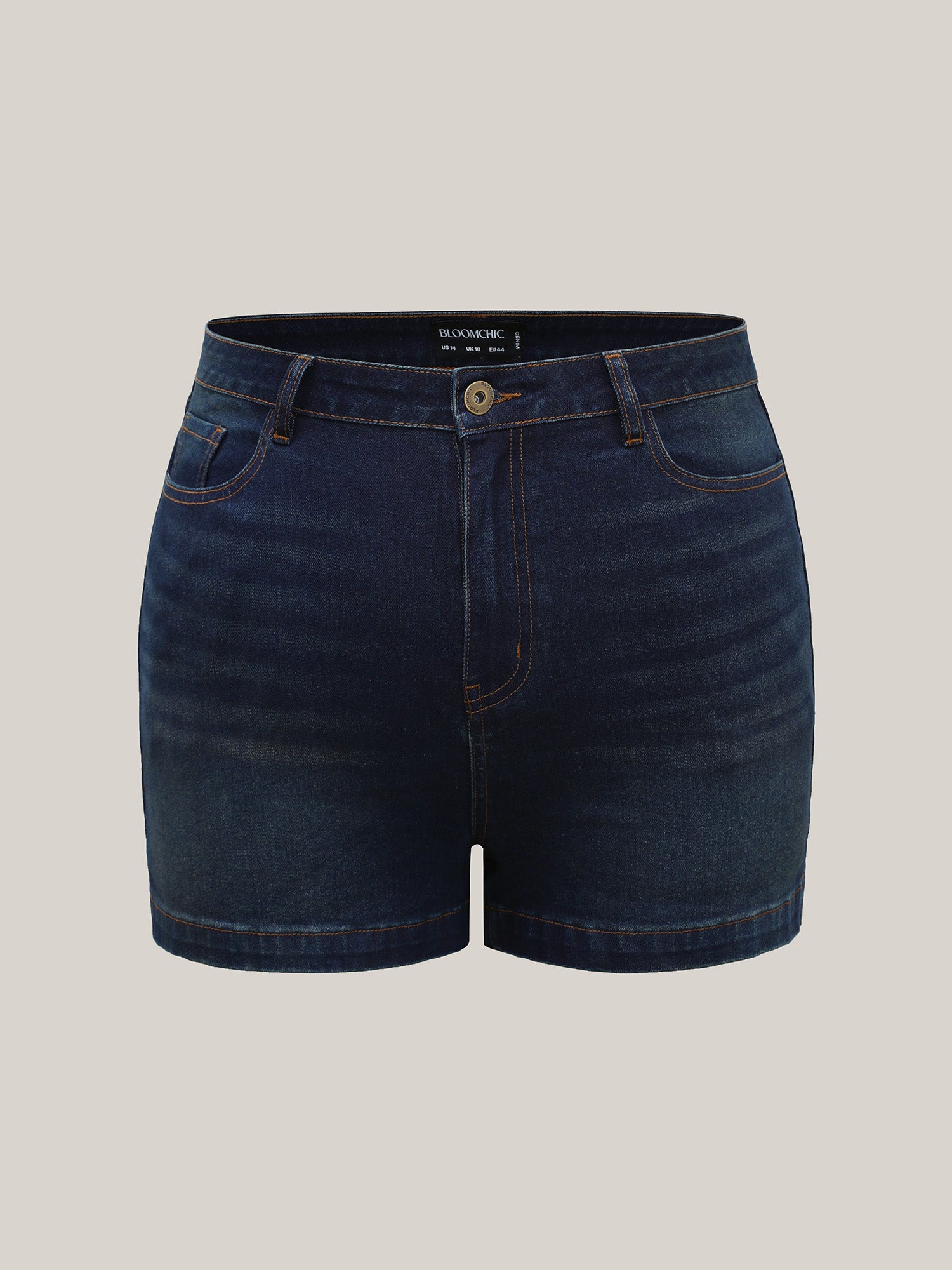 Stretchy Classic Straight-Leg Denim Shorts