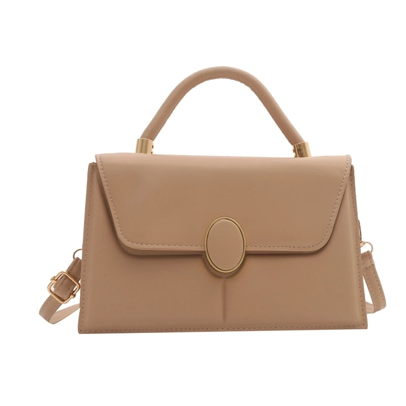 Women's Pu Leather Solid Color Classic Style Flip Cover Handbag