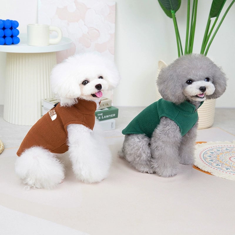 Autumn/winter Thickened Fleece Pet Clothing Trendy Dog Jacket Vest Ring Puller Thickened Dog Clothes Outerwear