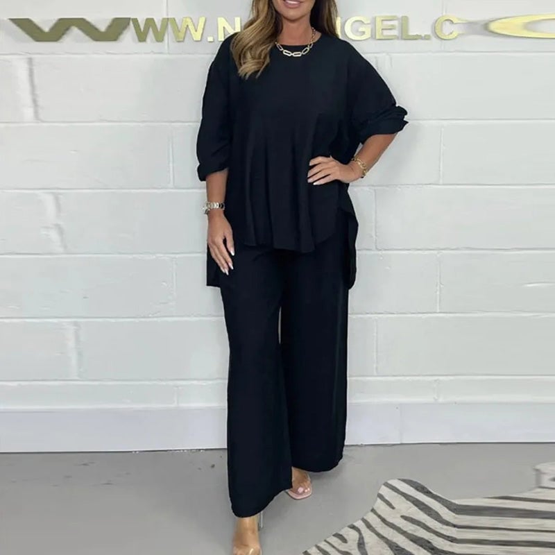 🎉Sizzling 60% Off! Women's Long Sleeve High - Waisted Wide Leg Pants Suit 🔥