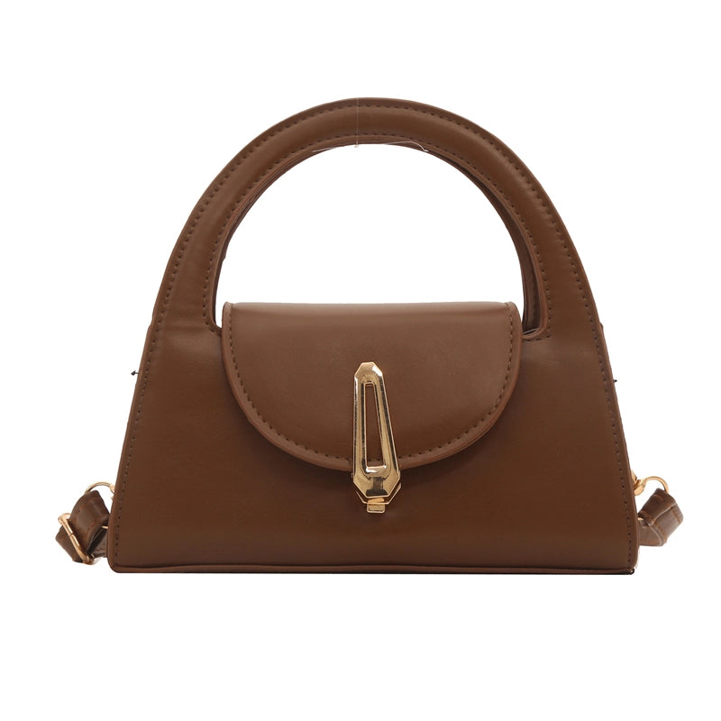 Women's Medium Pu Leather Solid Color Streetwear Square Lock Clasp Crossbody Bag