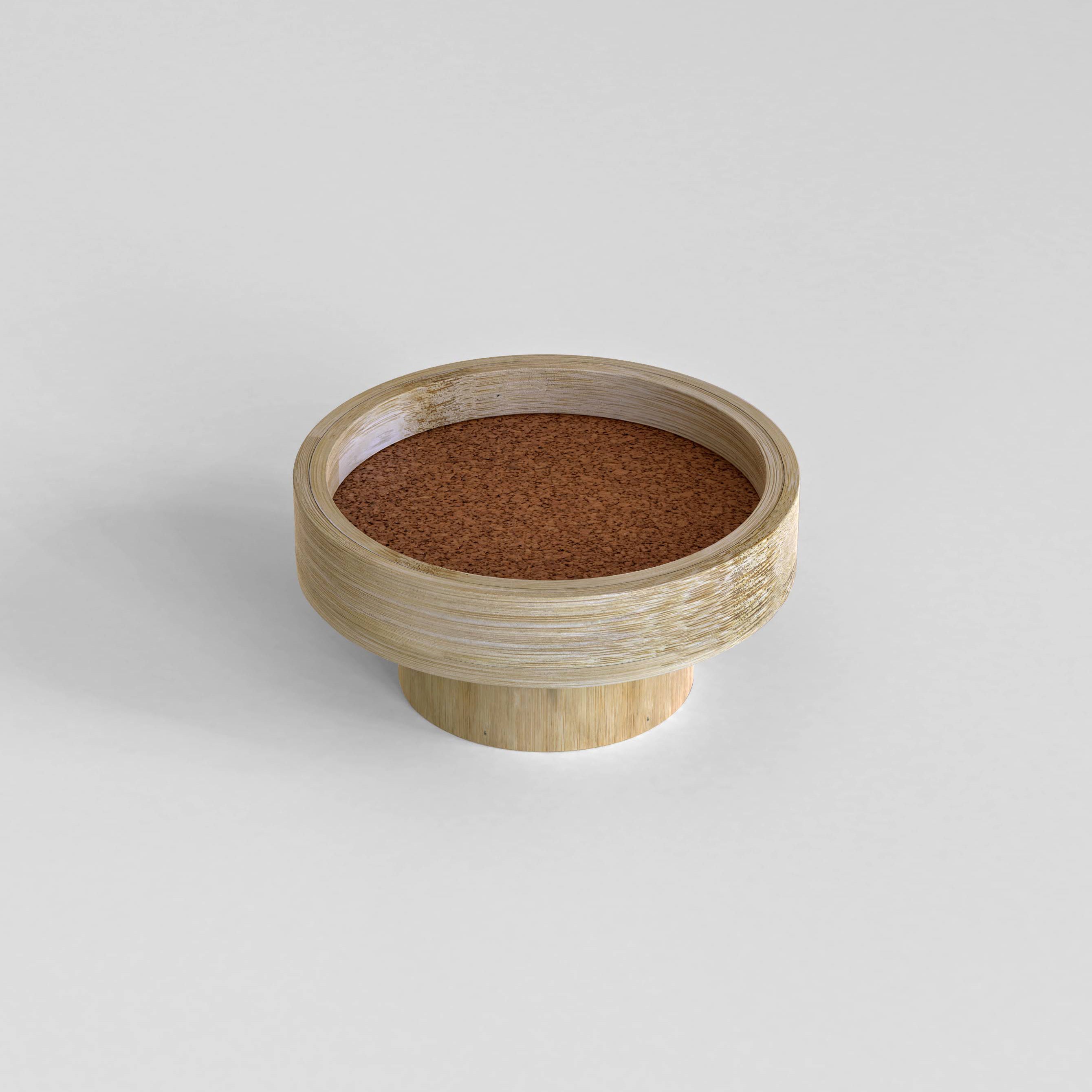 Podium Round Tray: Handmade Bamboo Serving for Pintrest Ambience [20cm/8in(Dia) x 7cm/3in(H)]