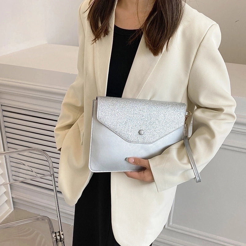 Women's Medium Pu Leather Solid Color Basic Magnetic Buckle Clutch Bag