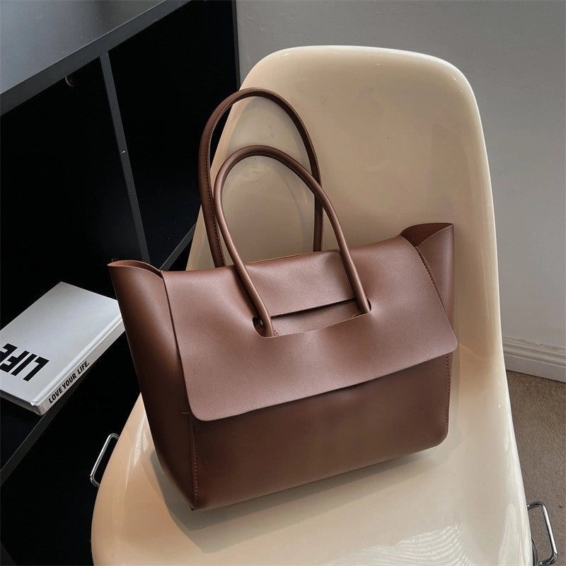 Women's Medium Pu Leather Solid Color Vintage Style Classic Style Square Flip Cover Tote Bag