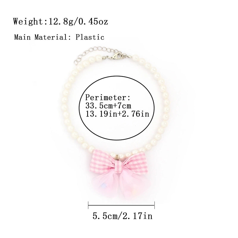 Cute Minimalist Plastic Bow Knot Beaded Pet Collar
