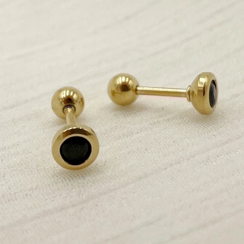 1 Pair Minimalist Geometric Inlay Stainless Steel Zircon Ear Studs