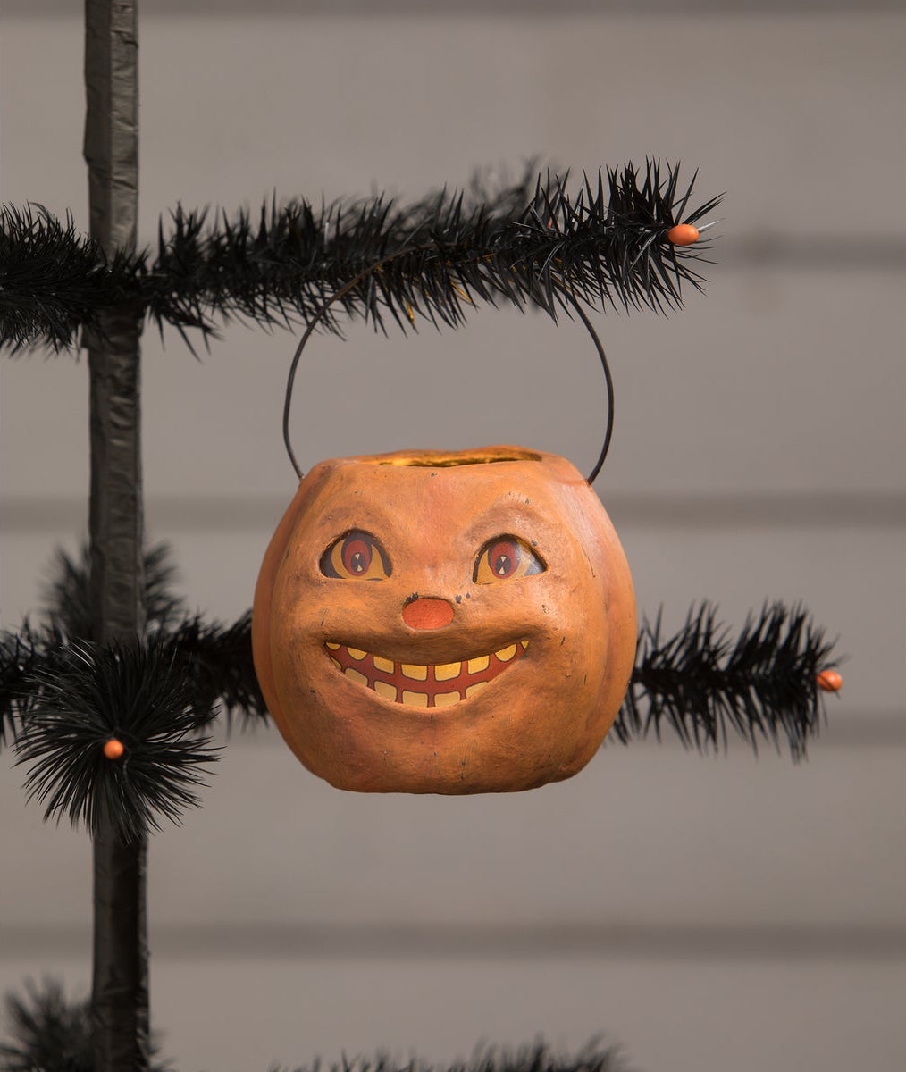 Vintage Grinning Mini Pumpkin Bucket