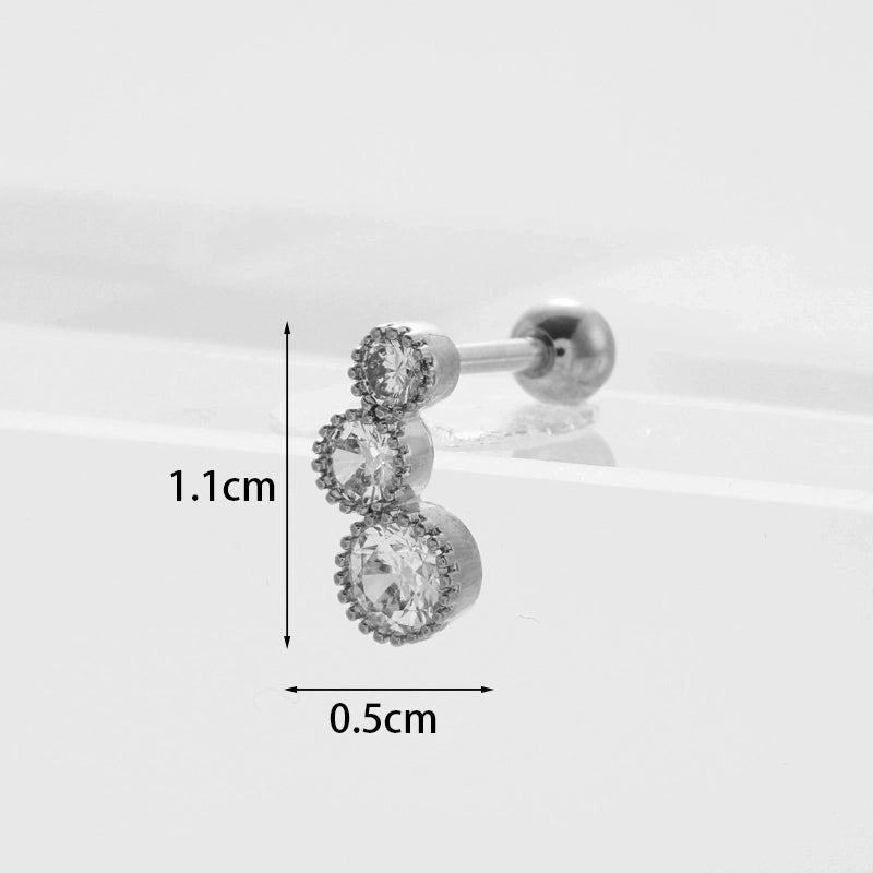 Ear Cartilage Rings & Studs Fashion Geometric Copper Plating Artificial Gemstones