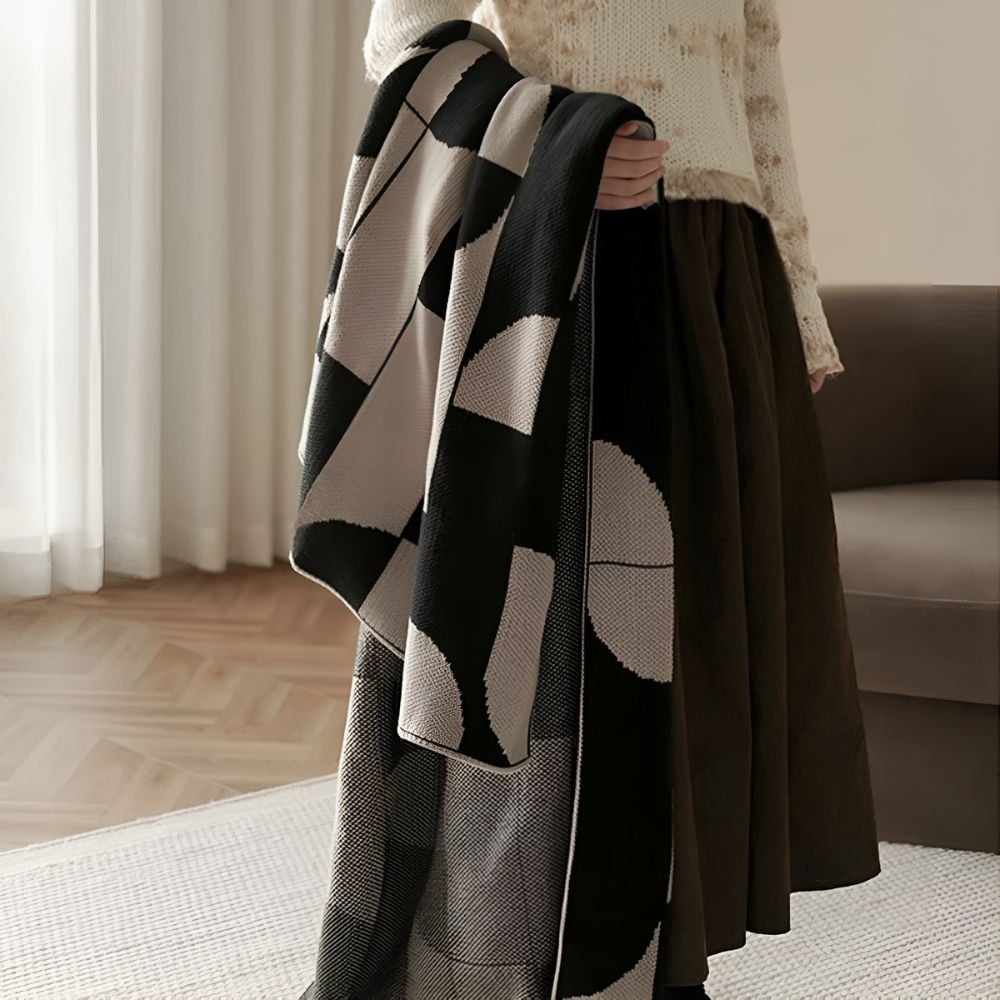 Monochrome Geometric Throw Blanket