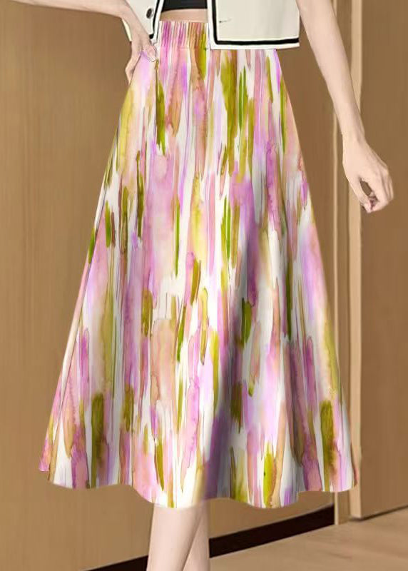 Chic Rainbow Tie Dye Elastic Waist Cotton Skirt Summer