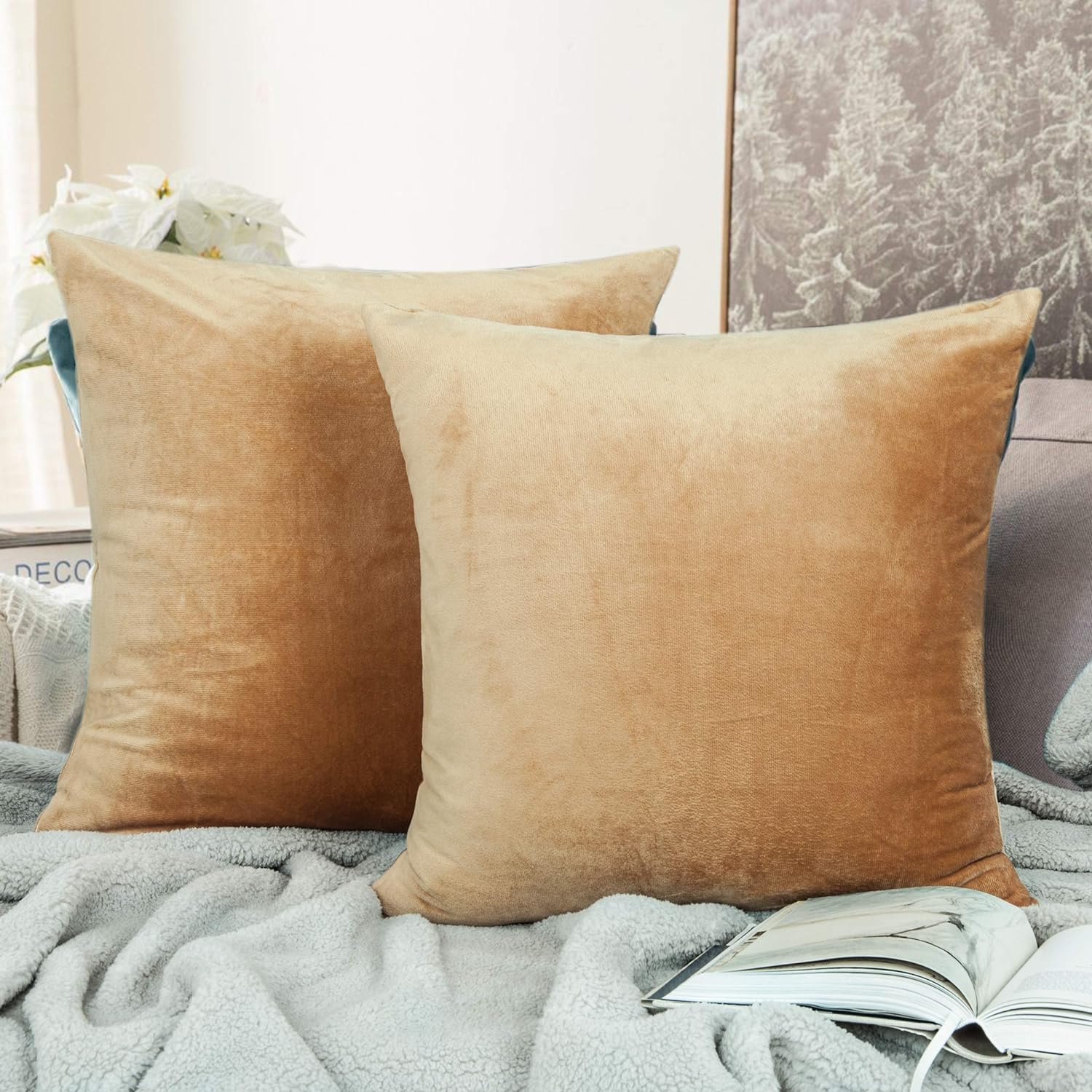 Gold Brown-Velvet Cushion Covers
