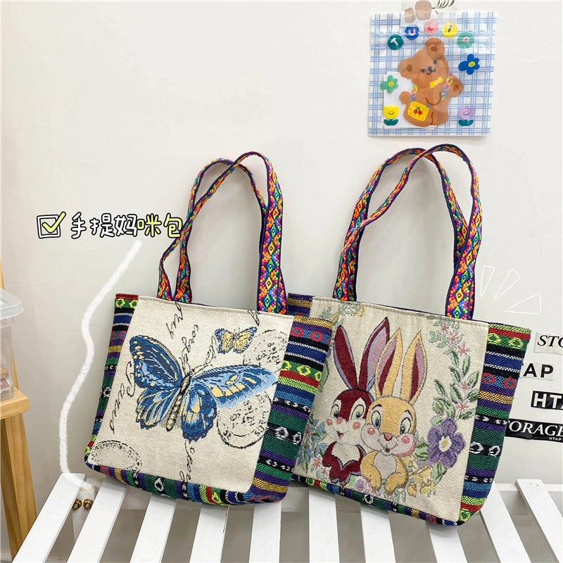Women's Small Canvas Color Block Vintage Style Classic Style Square Zipper Shoulder Bag