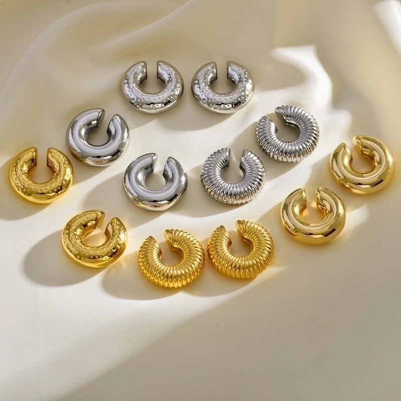 1 Pair Minimalist C Shape Plating Stainless Steel Gold Plated Ear Cuffs