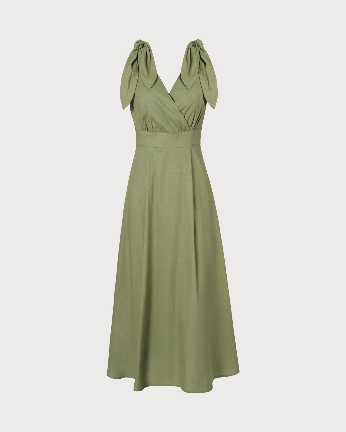 The Green Tie Strap Backless Midi Dress