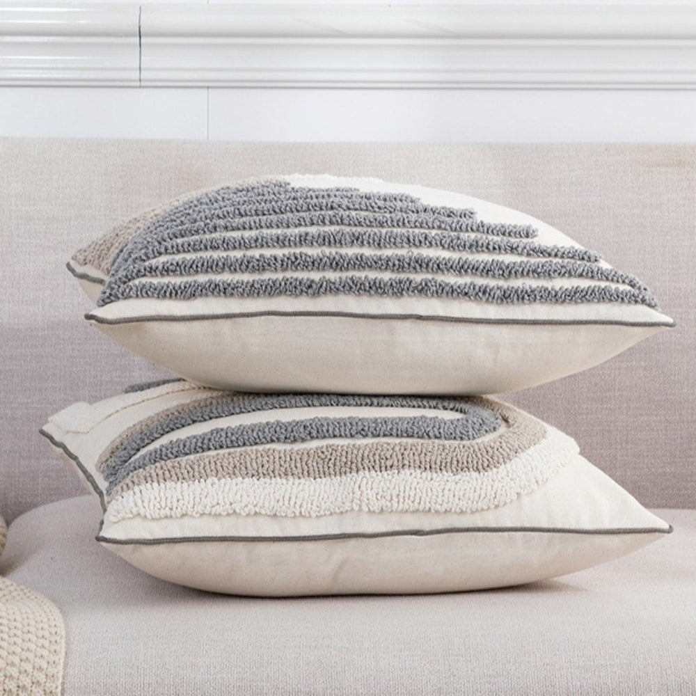 Nuvia Grey White Cushion Cover