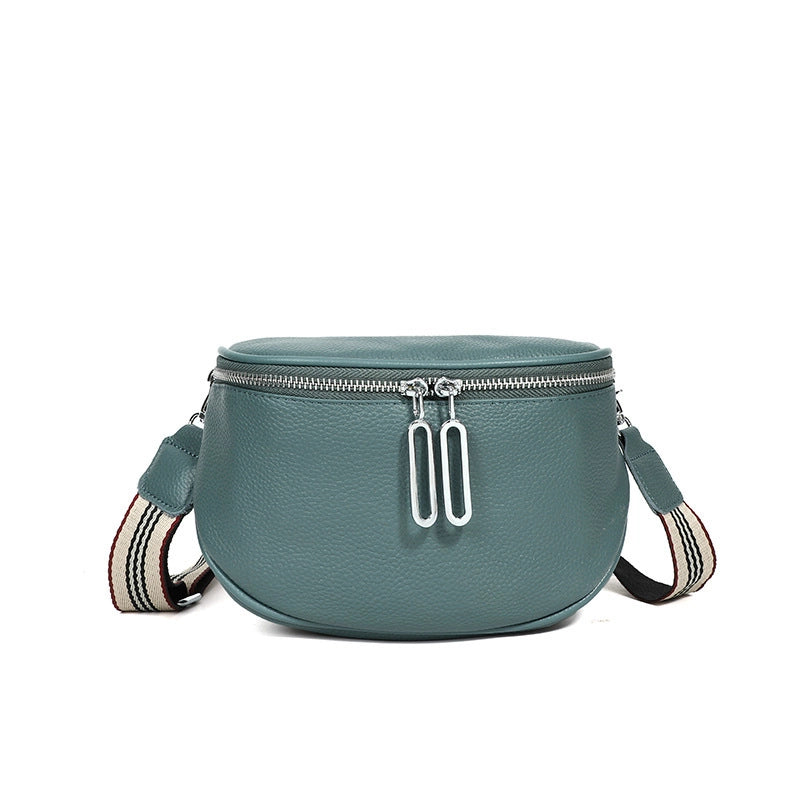 Medium All Seasons Leather Solid Color Fashion Square Zipper Saddle Bag
