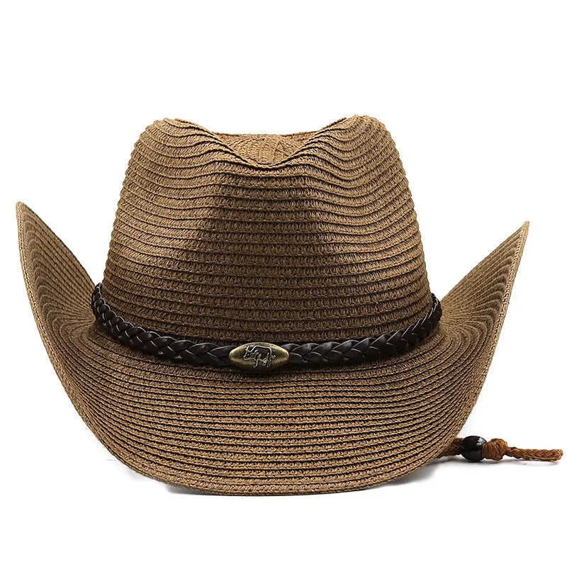 Curly Cowboy Straw Hat Ethnic Style Big Side Sun Hat Western Cowboy Straw Hat Equestrian Hat